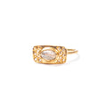 ***Gold Plated Labradorite and Small White Topaz Plate Ring