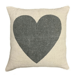 Pillow Collection - Black Heart on Linen