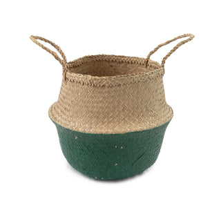 ***Dark Green Dipped Seagrass Belly Basket Green