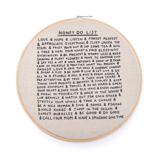 ***Embroidery Hoop - Honey Do List - 18” Diameter