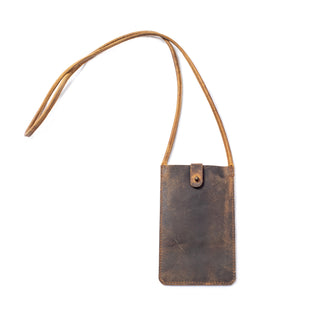 ***Brown Distressed Leather Phone Carrier Brown