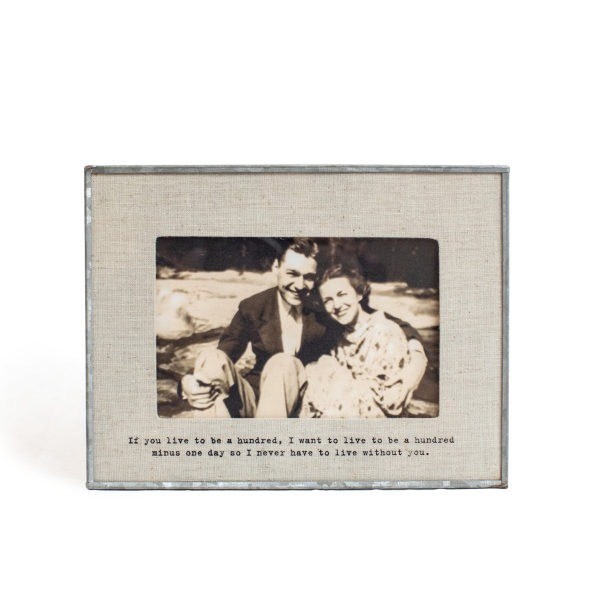 If You Live To Be A Hundred Zinc Linen Frame 8.75x7.5
