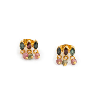 Tourmaline Faceted Bead Stud Earrings