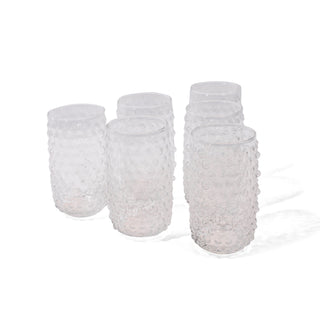 ***Large Clear Hobnail Tumbler Glass (Set of 6) - 3" x 6"